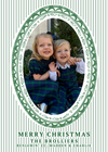 Green stripe oval frame holiday card