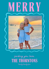 turquoise and pink wavy frame holiday card