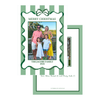Watercolor Green Ribbon Green Stripe Holiday Card