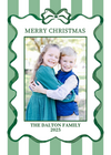 Watercolor Green Ribbon Green Stripe Holiday Card