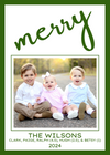 Merry Green Outline Holiday Card