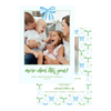 Light Blue Bow and Holly Holiday Card