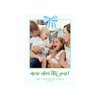 Light Blue Bow and Holly Holiday Card