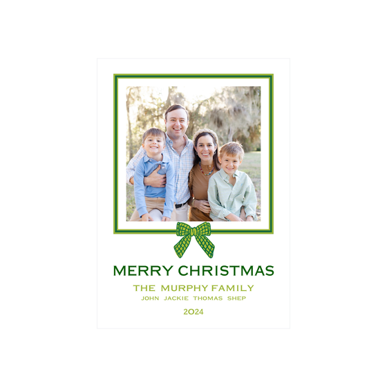 Light Green Bow Holiday Card