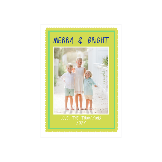 Shades of Green Merry and Bright Holiday Card