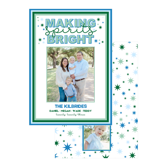 Blue Making Spirits Bright Holiday Card