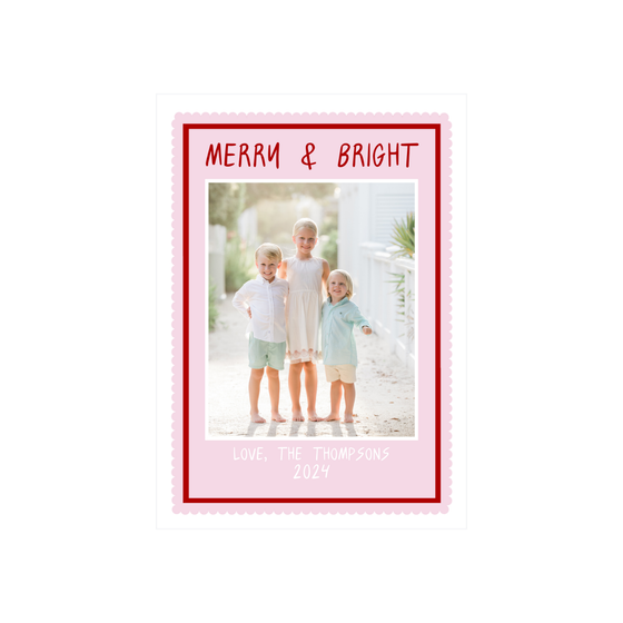 Shades of Red Merry and Bright Holiday Card