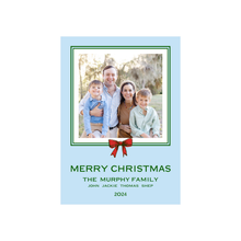  Red Bow and Green Outline Holiday Card
