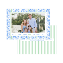  Blue Floral Holiday Card