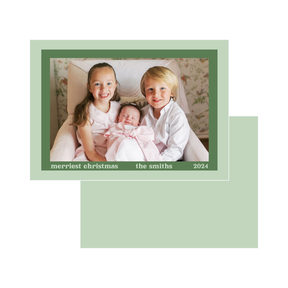 Simple Green Outline Holiday Card