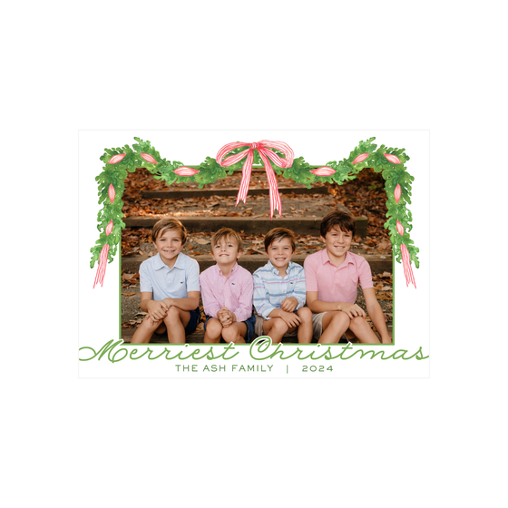 Light Pink Garland Holiday Card