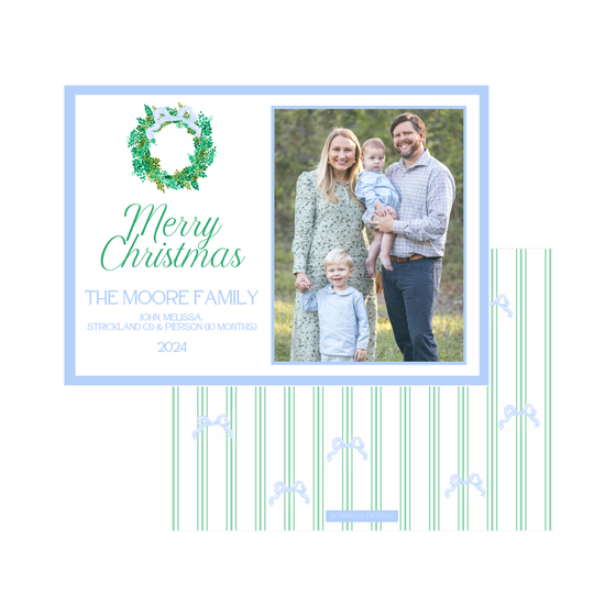Blue Wreath Holiday Card