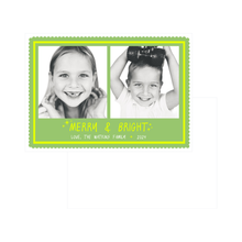  Neon Green Merry and Bright Holiday Card