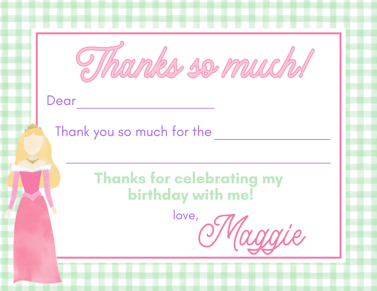 Princess Fill In Thank You Stationery – Scribbled Designs