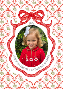  Mistletoe and Red Bow Holiday Card
