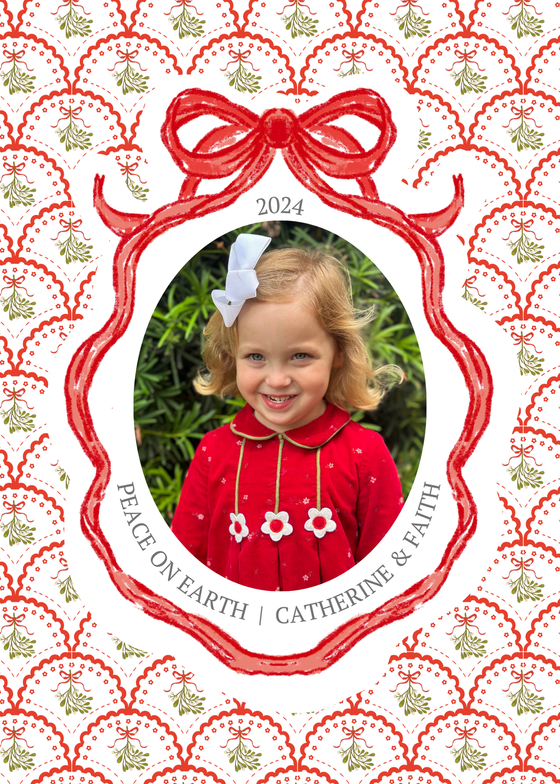 Mistletoe and Red Bow Holiday Card