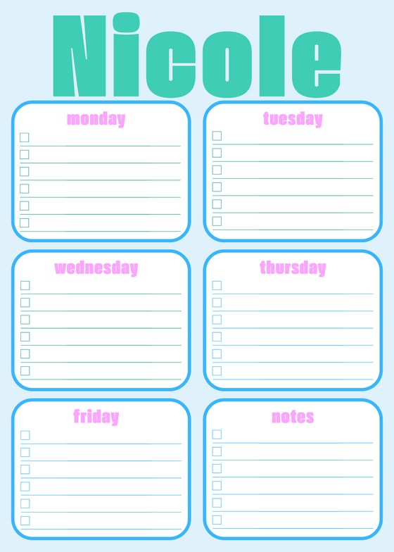 Color Block Weekday Notepad