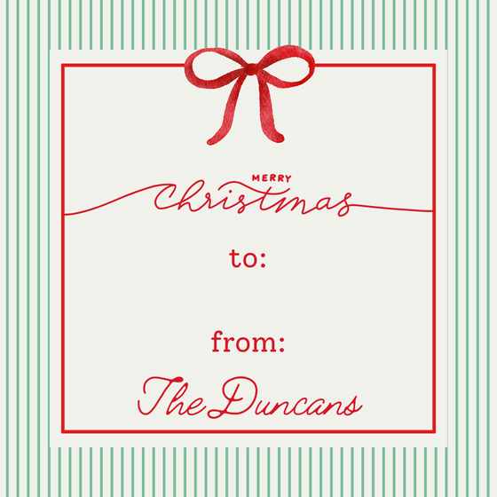 Stripe Bow Holiday Gift Tag