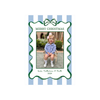 Watercolor Green Ribbon Blue Stripe Holiday Card