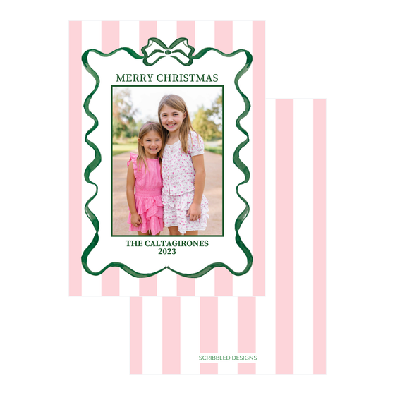 Pink Striped Holiday Card