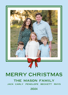  Red Bow and Green Outline Holiday Card