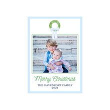  Blue Bow Wreath Holiday Card