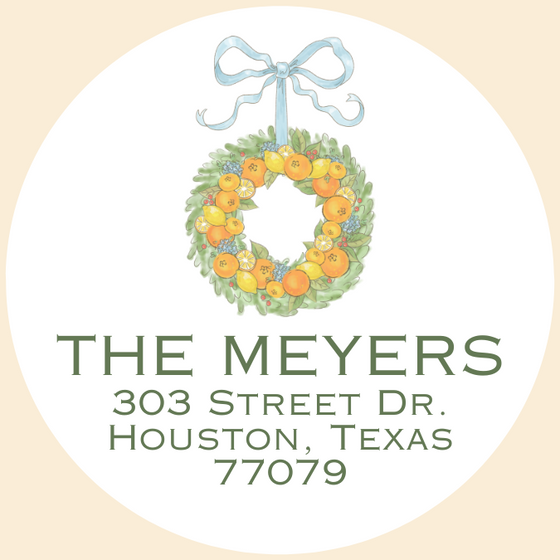 Wreath Round Holiday Card Return Address Label