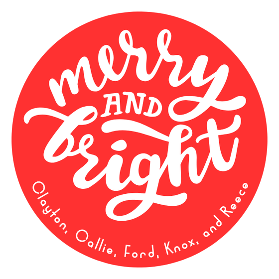 Merry and Bright Round Holiday Gift Tag