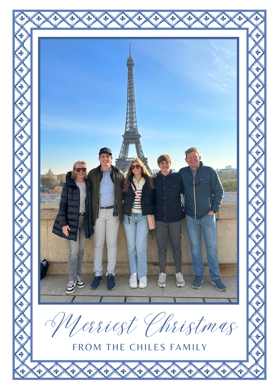 Simple Blue Border Holiday Card