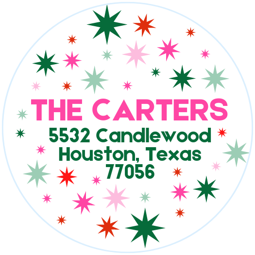 Star Round Holiday Card Return Address Label