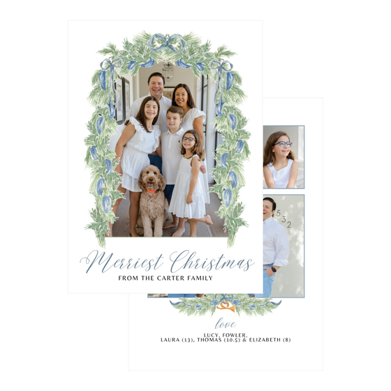 Green and Blue Garland Holiday Card