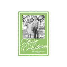  Green & White Scallop Holiday Card
