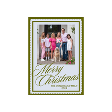  Dark Green & Light Blue Scallop Holiday Card