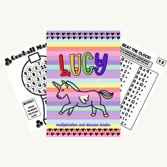 Multiplication & Division Math Binder - For Girls