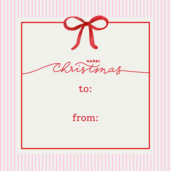 Stripe Bow Holiday Gift Tag