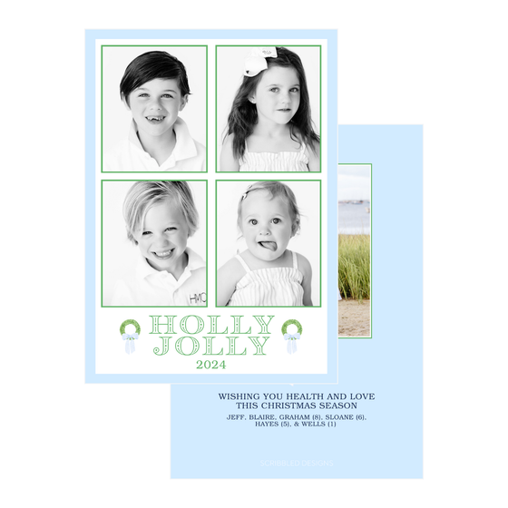 Holly Jolly Wreath Holiday Card