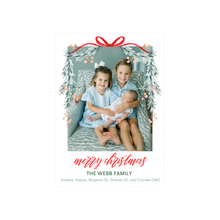  Red Bow and Garland Holiday Card