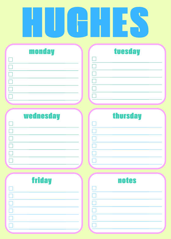 Color Block Weekday Notepad