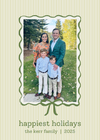 Olive and Green pinstripe bow holiday card