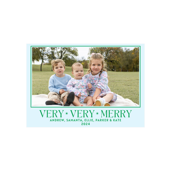 Very Very Merry Green Star Holiday Card