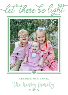  Let there be light green holiday card