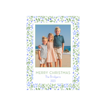 Blue Watercolor Floral Holiday Card