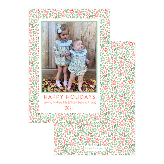 Red Watercolor Floral Holiday Card