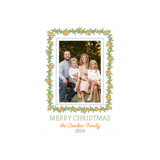 Orange Garland Border Holiday Card