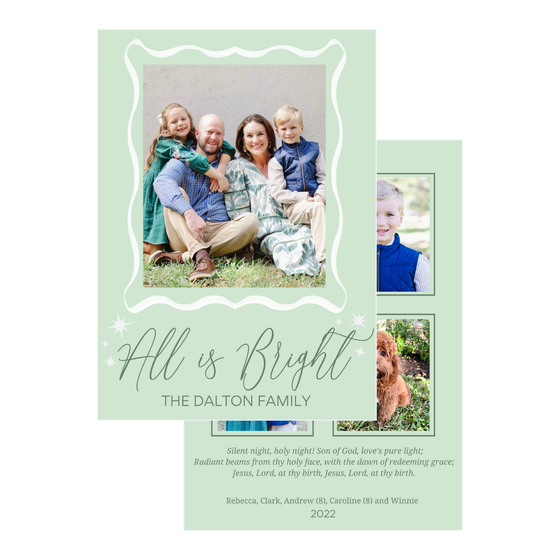 All Is Bright Green Wave Holiday Card