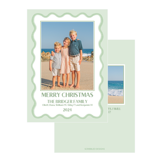 Green Squiggle Border Holiday Card