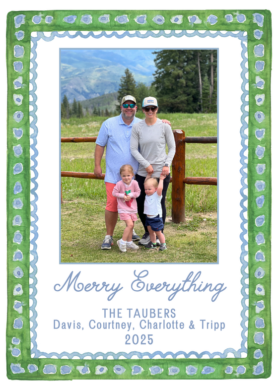 Green Watercolor Border holiday Card