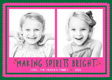  Pink and Green Merry and Bright Holiday Card