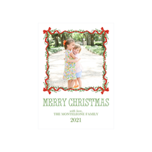  Red Bow Garland Border Holiday Card