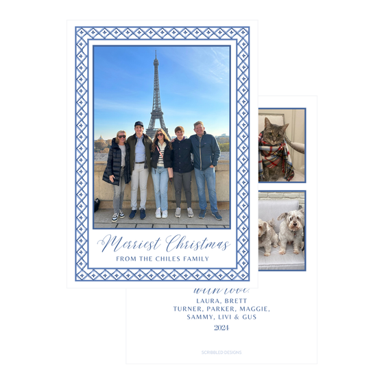 Simple Blue Border Holiday Card